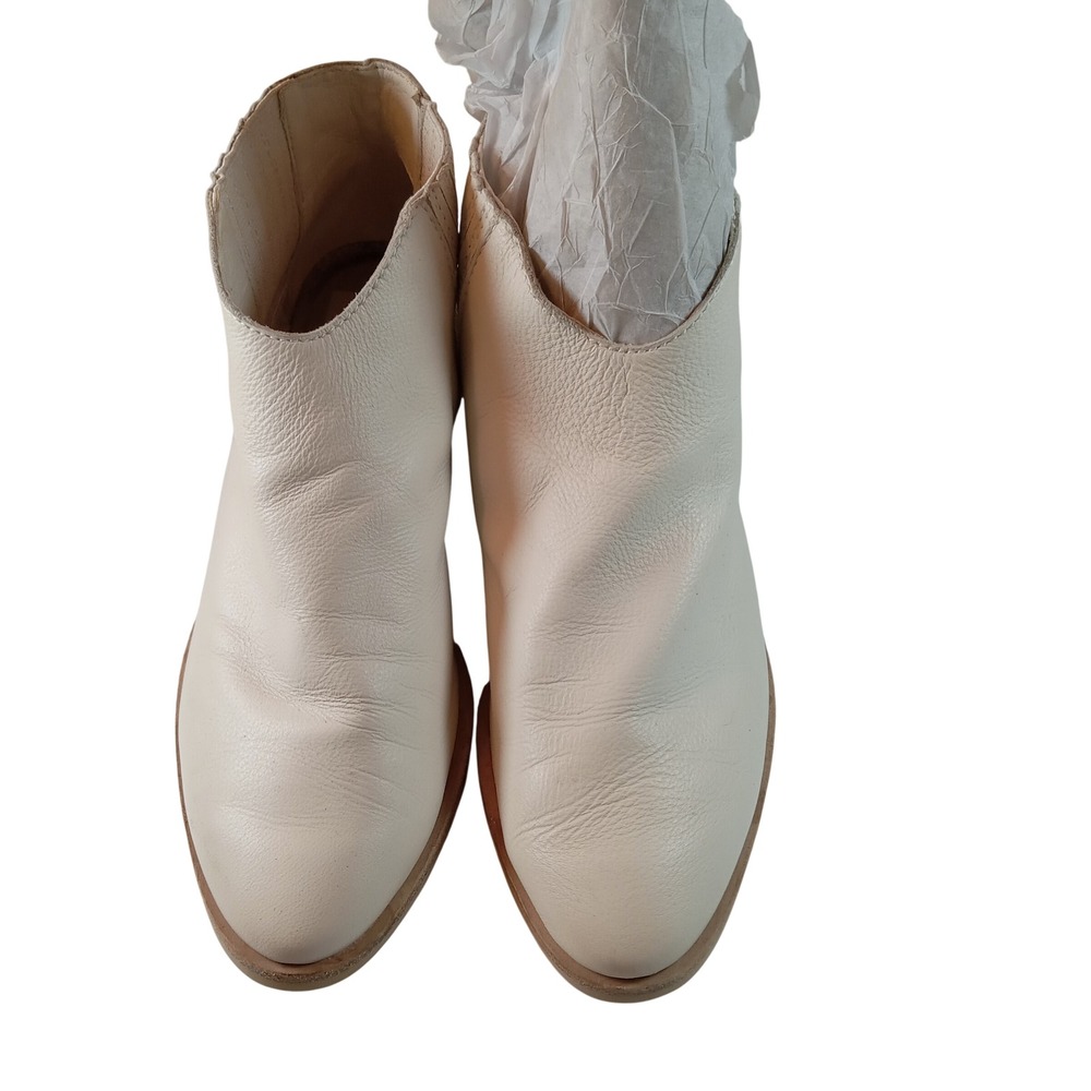Dolce Vita White Leather Ankle Booties Pointed Toe Block Heel Womens Size 6 Fall